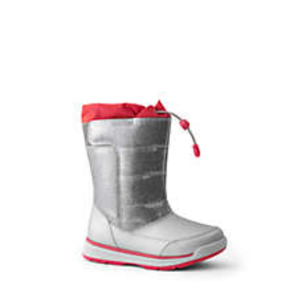 NIB Lands' End Snow Flurry Winter Boots Size 7 Silver Glitter Girls New In Box